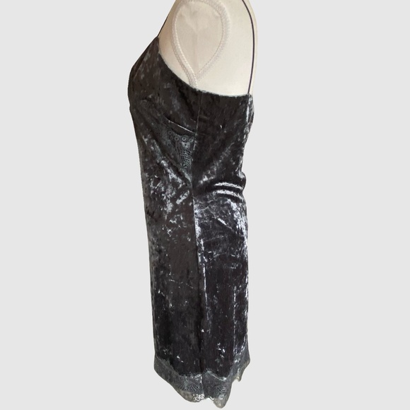 Guess Grey Lace Trim V-Neck Velour Party Nada Mini Dress- Sz- M - Picture 6 of 16